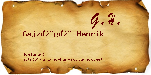 Gajzágó Henrik névjegykártya